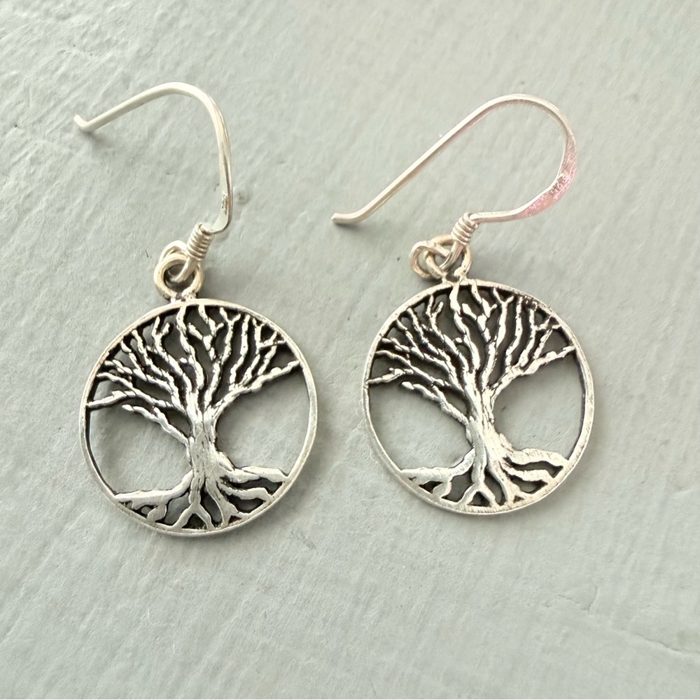 Tree of Life 925 Sterling Silver Dangle Earrings - Picture 3 of 6